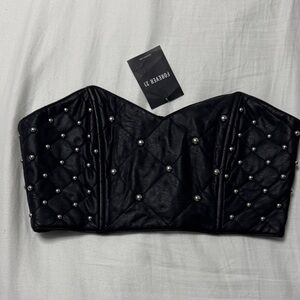 Forever 21 Black Quilted Bustier with Silver Accents
